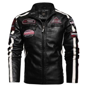 Men's Motorcycle Leather Street Motorcycle Racing Suit (Option: Black-S)