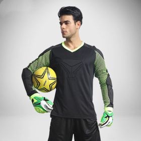 Football Goalkeeper Clothing Suit Thickened Goalkeeper Clothing Goalkeeper Shorts Football Uniform Jersey Gantry Shirt Short Sleeve Long Sleeve (Option: Black-S)