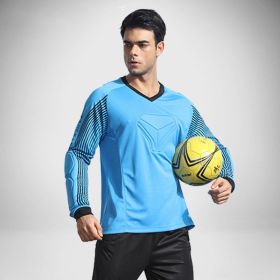 Football Goalkeeper Clothing Suit Thickened Goalkeeper Clothing Goalkeeper Shorts Football Uniform Jersey Gantry Shirt Short Sleeve Long Sleeve (Option: Blue-XL)