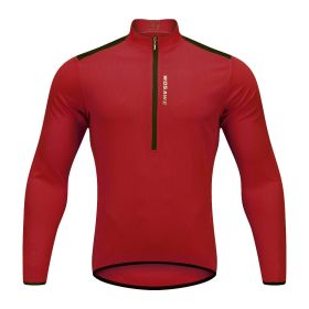 Breathable and quick-drying cycling long-sleeved shirt (Option: Red-XXL)