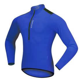 Breathable and quick-drying cycling long-sleeved shirt (Option: Blue-XXL)