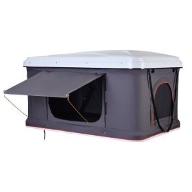 Folding Two-person Road Trip Suv Hardshell Roof Vehicle-mounted Tent Outdoor (Option: Dark Grey-White shell)