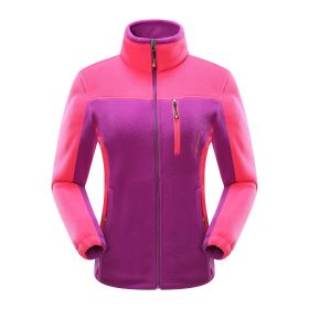 Cross-border Sources Of New Polar Fleece Warm Fleece Couple Cardigan Contrast (Option: Purple female-M)